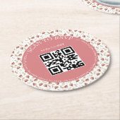 Dessous-de-verre Rond En Papier boho botanique rsvp qr code mariage élégant (Incliné)