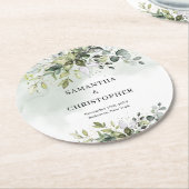 Dessous-de-verre Rond En Papier Boho eucalyptus verdure feuillage couronne or (Incliné)