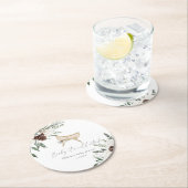 Dessous-de-verre Rond En Papier Boho nursery hiver baby shower à feuillage persist (En situation)