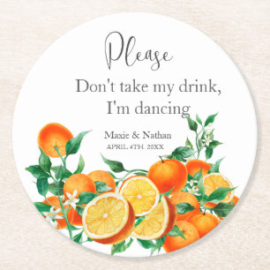 Dessous-de-verre Rond En Papier Boho Orange Blossom Mariage