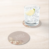 Dessous-de-verre Rond En Papier Boho Pampas Mariage Neutralité Grass (En situation)