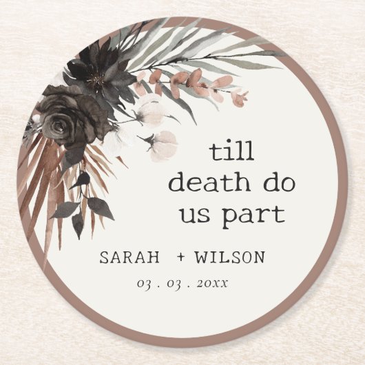 Dessous-de-verre Rond En Papier Boho Rustique rouille gothique Mariage botanique n (Devant)