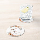 Dessous-de-verre Rond En Papier Boho Terracotta Pampas Herbe (En situation)