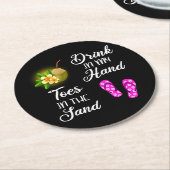 Dessous-de-verre Rond En Papier Boire Dans Ma Main, Jouer Dans Le Sable (Incliné)