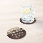 Dessous-de-verre Rond En Papier Bois rustique Burlap et dentelle Mariage Merci (En situation)