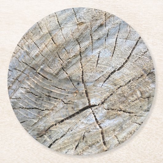 Dessous-de-verre Rond En Papier Bois rustique naturel (Devant)