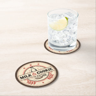 Dessous-de-verre Rond En Papier Boisson lactée de Noël au lait et biscuits