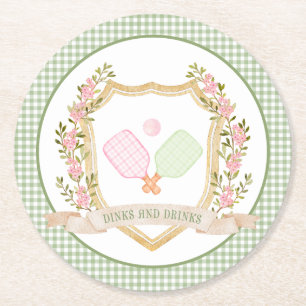 Dessous-de-verre Rond En Papier Boissons et boissons  Pickle Ball Preppy