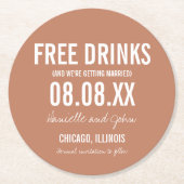 Dessous-de-verre Rond En Papier Boissons Gratuites Terra Cotta Mariage de automne  (Devant)