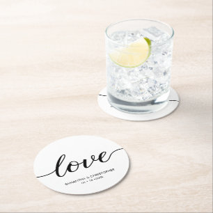 Dessous-de-verre Rond En Papier Boîte de faveur de mariage personnalisée Simple Ch
