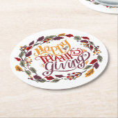 Dessous-de-verre Rond En Papier Bon thanksgiving Automne Feuilles (Incliné)