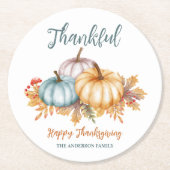 Dessous-de-verre Rond En Papier Bon thanksgiving citrouille d'aquarelle (Devant)
