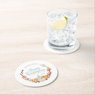 Dessous-de-verre Rond En Papier Bon thanksgiving Delicate Fall Wreath