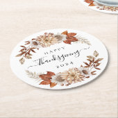 Dessous-de-verre Rond En Papier Bon thanksgiving Rustic Fall Leaves (Incliné)