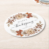 Dessous-de-verre Rond En Papier Bon thanksgiving Rustic Fall Leaves (Incliné)