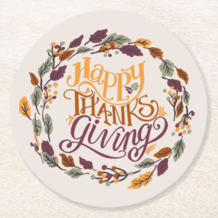 Dessous-de-verre Rond En Papier Bon thanksgiving simple mou Citrouille automne