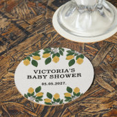 Dessous-de-verre Rond En Papier Bonbon au Baby shower de citron