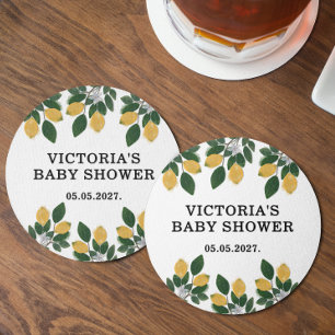 Dessous-de-verre Rond En Papier Bonbon au Baby shower de citron