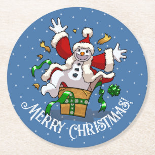 Dessous-de-verre Rond En Papier Bonhomme de neige drôle Joyeux Noël Surprise Dessi