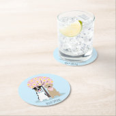 Dessous-de-verre Rond En Papier Bonjour Chiens De Printemps Par Cherry Blossom Tre (En situation)