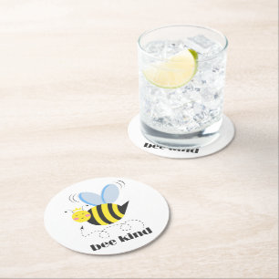 Dessous-de-verre Rond En Papier Bonne princesse d'abeille avec couronne et slogan 