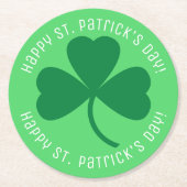 Dessous-de-verre Rond En Papier Bonne St. Patrick's Day Shamrock vert (Devant)