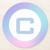 Dessous-de-verre Rond En Papier Bordure rose et bleu ombre sur blanc (Devant)