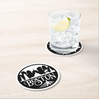 Dessous-de-verre Rond En Papier Boston Skyline