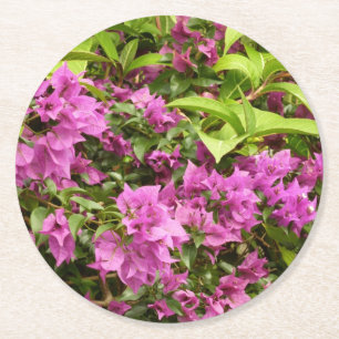 Dessous-de-verre Rond En Papier Bougainvillées tropicales violettes