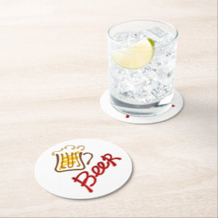 Dessous-de-verre Rond En Papier Bouge de bière avec bière et dessous de verre rond