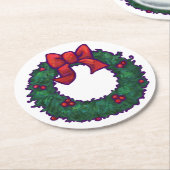 Dessous-de-verre Rond En Papier Boughs de Holly (Incliné)