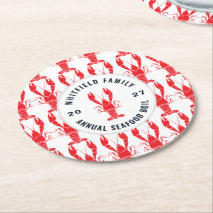 Dessous-de-verre Rond En Papier Bouillabaisse de homard pour la fête d'été en fami