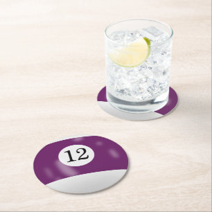 Dessous-de-verre Rond En Papier Boule de billard numéro 12