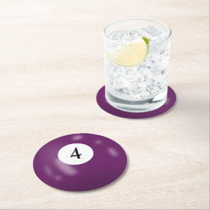 Dessous-de-verre Rond En Papier Boule de Billard Numéro 4