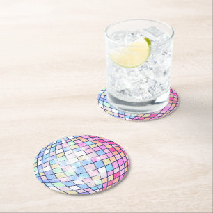 Dessous-de-verre Rond En Papier Boule Disco Colorée