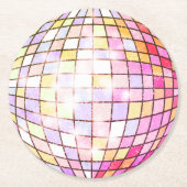 Dessous-de-verre Rond En Papier Boule Disco Rose (Devant)