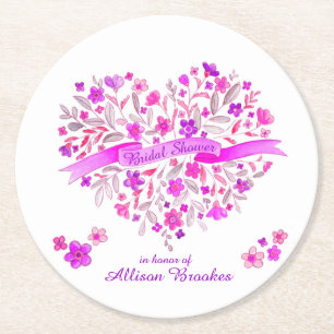 Dessous-de-verre Rond En Papier Bouquet de coeur fleurs grilles de douche