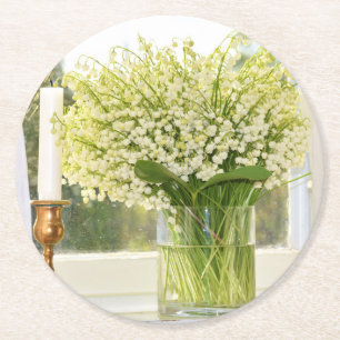 Dessous-de-verre Rond En Papier Bouquet de lys de fleurs printanières de la vallée