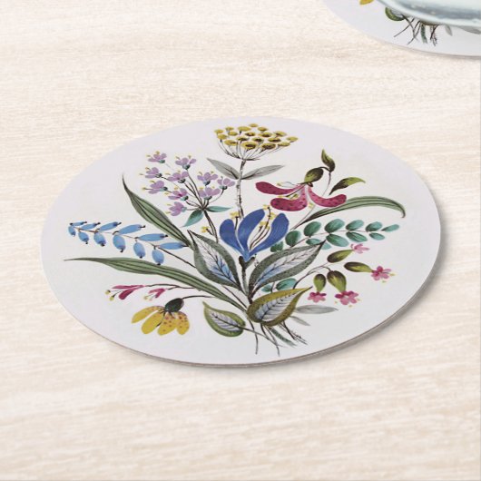 Dessous-de-verre Rond En Papier Bouquet d'été (Incliné)