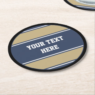 Dessous-de-verre Rond En Papier BOUTON Brayures RONDES bleu beige gris + votre tex