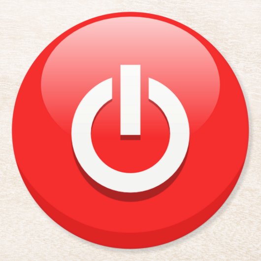 Dessous-de-verre Rond En Papier Bouton d'alimentation rouge géant (Devant)