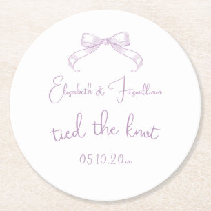 Dessous-de-verre Rond En Papier Bow à croquis romantique Lilac a lié la date du