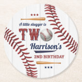 Dessous-de-verre Rond En Papier Boys Baseball 2e anniversaire (Devant)