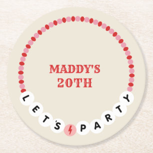 Dessous-de-verre Rond En Papier Bracelet d'amitié Red Pink Anniversaire