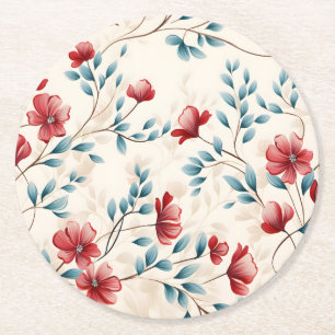 Dessous-de-verre Rond En Papier Branche florale botanique élégante