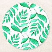 Dessous-de-verre Rond En Papier Branches d'aquarelle simples - vert (Devant)