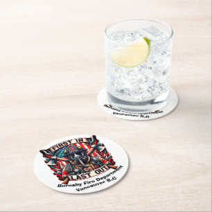 Dessous-de-verre Rond En Papier Brave pompier est fier
