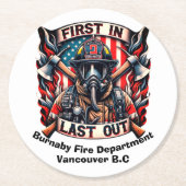 Dessous-de-verre Rond En Papier Brave pompier est fier (Devant)