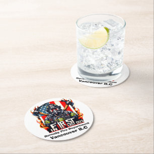 Dessous-de-verre Rond En Papier Brave pompier prêt