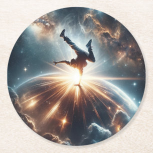 Dessous-de-verre Rond En Papier Breakdancer en action, Ai, Action dans la Galaxie
